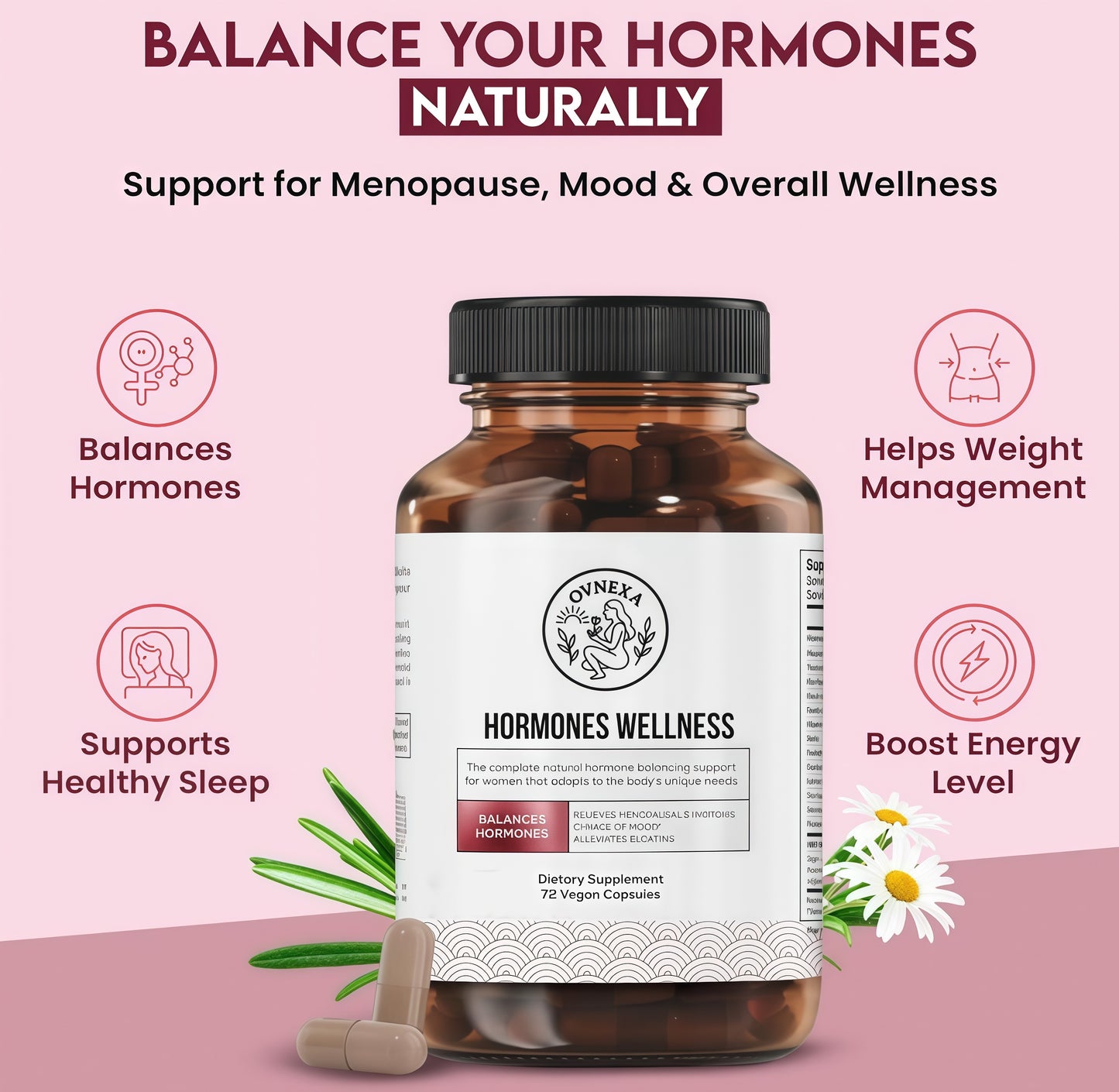 Happy Mammoth Not AvailableHormone Harmony Natural HormonalSupport for Women, Relief forMenopause, Perimenopause, HealthyHormonal Balance, Hot Flashes.